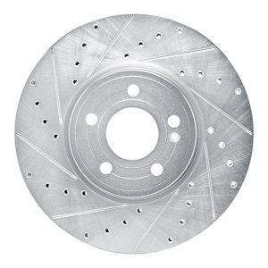 Mercedes-Benz A220 Brake Rotor (1) - Front Left - R1 Concepts - Drilled & Slotted - Silver - `19-`26